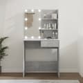 Miniatyrbild 2 av 11: Toalettbord - Living Sminkbord med LED betonggrå 74,5x40x141 cm