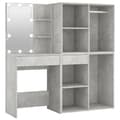 Miniatyrbild 3 av 11: Sminkbord LED med 2 skåp betonggrå konstruerat trä - Sminkbord Med LED - Toalettbord Med LED - Home & Living