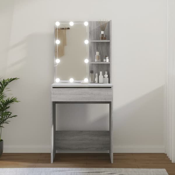 Sminkbord med LED grå sonoma 60x40x140 cm - Sminkbord - Toalettbord - Home & Living