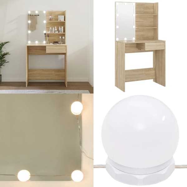 Spegelskåp med LED sonoma-ek 74,5x40x141 cm - Sminkbord - Toalettbord - Home & Living