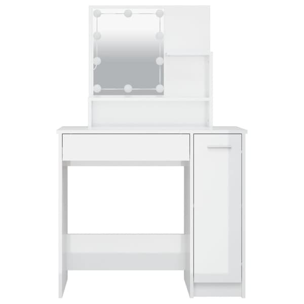 Sminkbord med LED vit högglans 86,5x35x136 cm - Sminkbord - Toalettbord - Home & Living