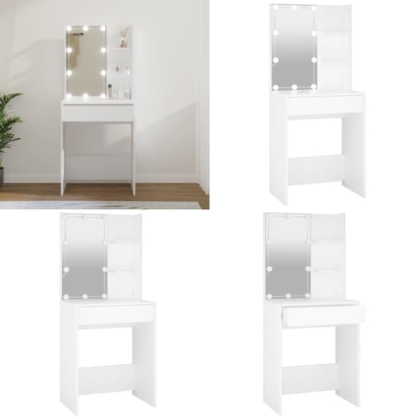 Sminkbord med LED vit 60x40x140 cm - Sminkbord - Toalettbord - Home & Living