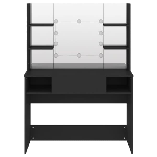 Makeupbord med LED-lys 100x40x135 cm MDF sort - Toiletbord - Toiletborde - Home & Living