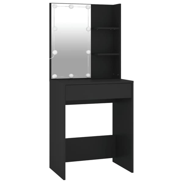 Makeupbord med LED-lys 60x40x140 cm sort - Kosmetikbord - Kosmetikborde - Home & Living