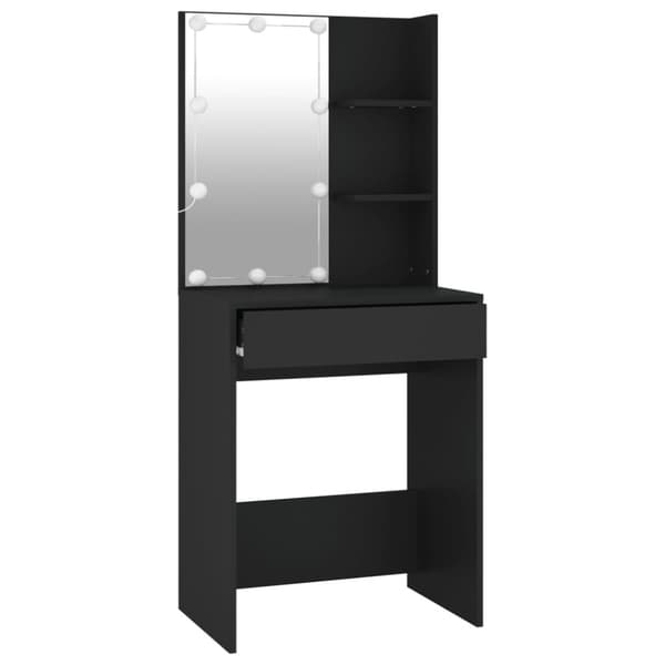 Makeupbord med LED-lys 60x40x140 cm sort - Kosmetikbord - Kosmetikborde - Home & Living