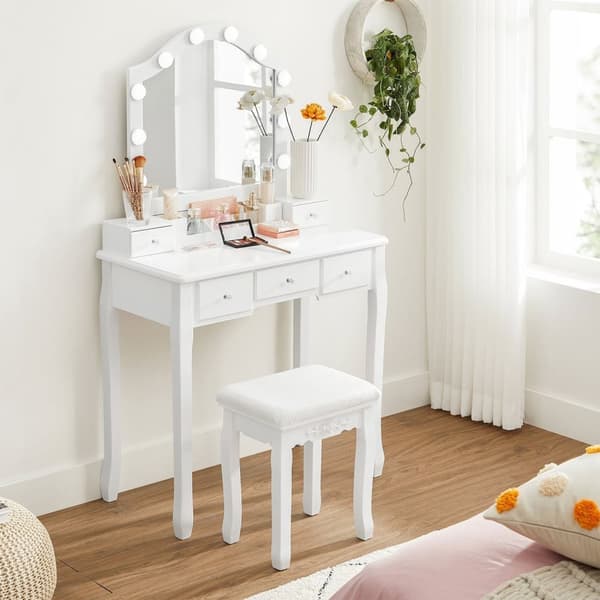 Rootz Flawless Makeup Vanity Set - Beauty Station - Kosmetiikkapöytä - MDF-rakenne - 80cm x 40cm x 139cm