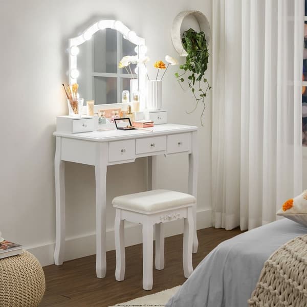 Rootz Flawless Makeup Vanity Set - Beauty Station - Kosmetiikkapöytä - MDF-rakenne - 80cm x 40cm x 139cm