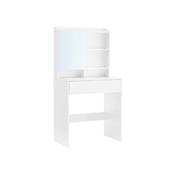 Rootz White spånplade sminkebord - Sminkebord - Makeup skrivebord - 70 x 40 x 136 cm - Anti-Tip-enhed - Nem montering - Opbevaringsplads