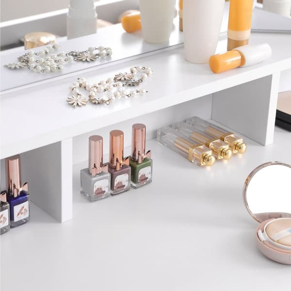 Rootz valkoinen peilipöytä taitettavalla peilillä - Makeup Vanity - Beauty Station - Lastulevy melamiinipinnoitteella - 100cm x 40cm x 142cm