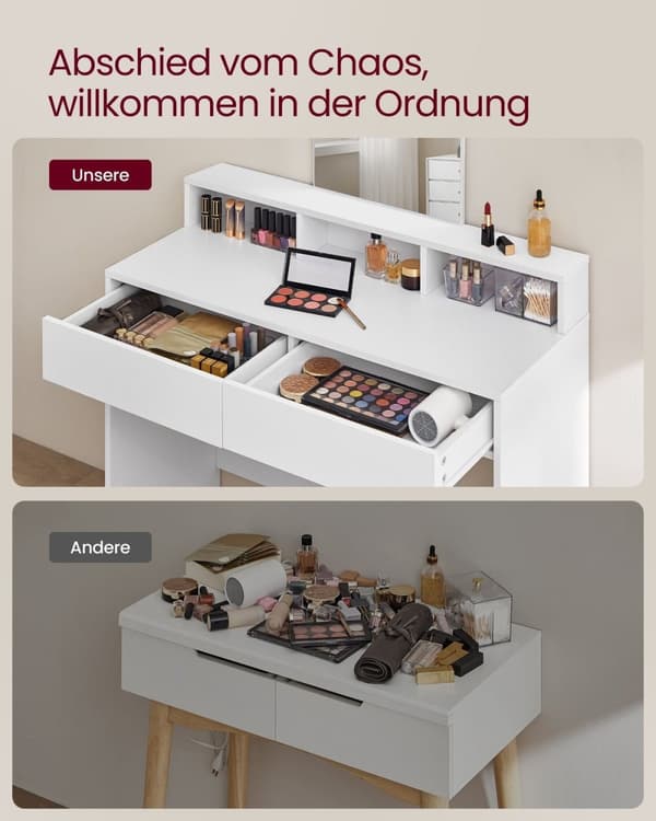 Rootz White Chipboard Sminkbord - Sminkbord - Sminkbord - Rymlig förvaring - Robust konstruktion - Enkel montering - 40cm x 100cm x 140cm