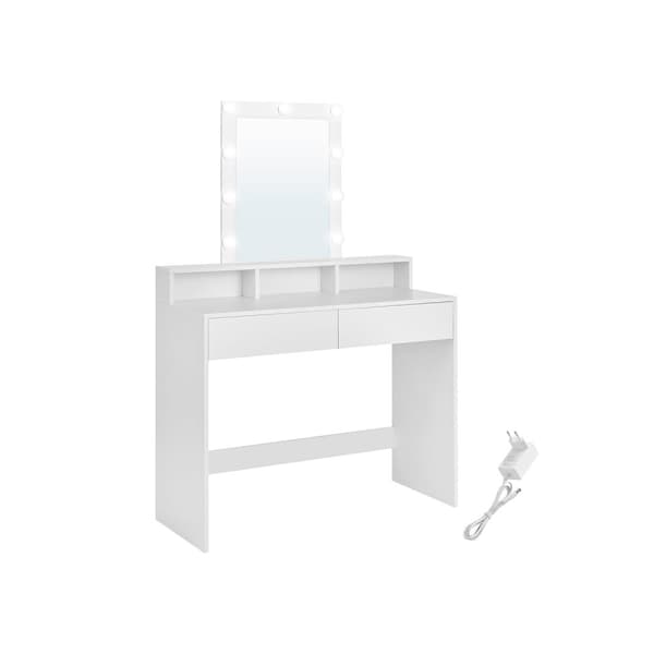 Rootz White spånplade toiletbord - Sminkebord - Makeup skrivebord - Rummelig opbevaring - Robust konstruktion - Nem montering - 40 cm x 100 cm x 145 c