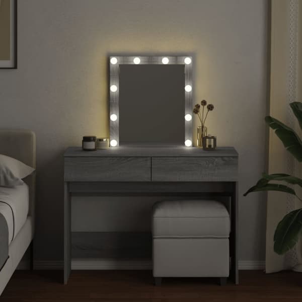 Peilipöytä LED-valoilla harmaa Sonoma 100x40x130 cm