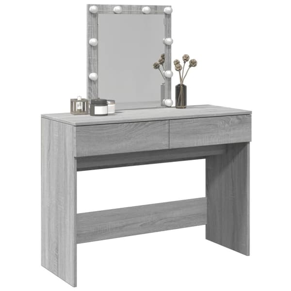 Peilipöytä LED-valoilla harmaa Sonoma 100x40x130 cm