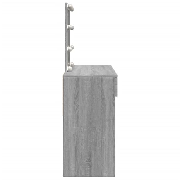 Peilipöytä LED-valoilla harmaa Sonoma 100x40x130 cm