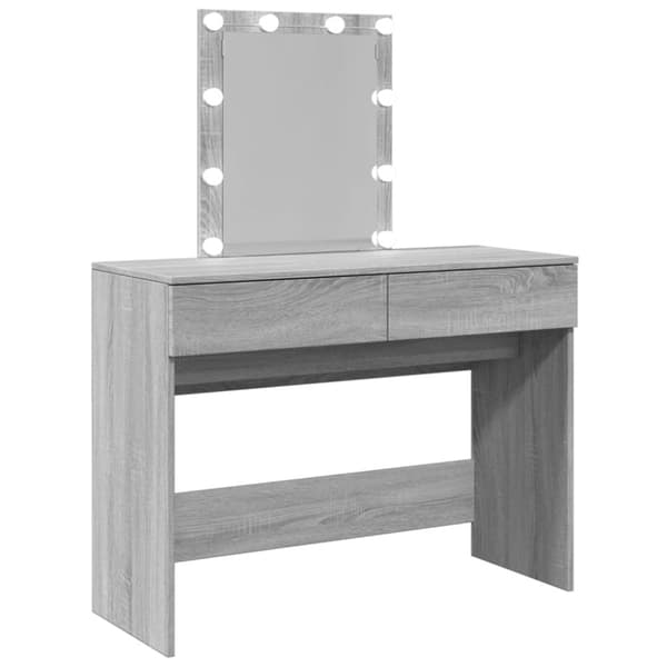 Peilipöytä LED-valoilla harmaa Sonoma 100x40x130 cm