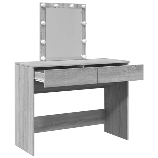 Peilipöytä LED-valoilla harmaa Sonoma 100x40x130 cm