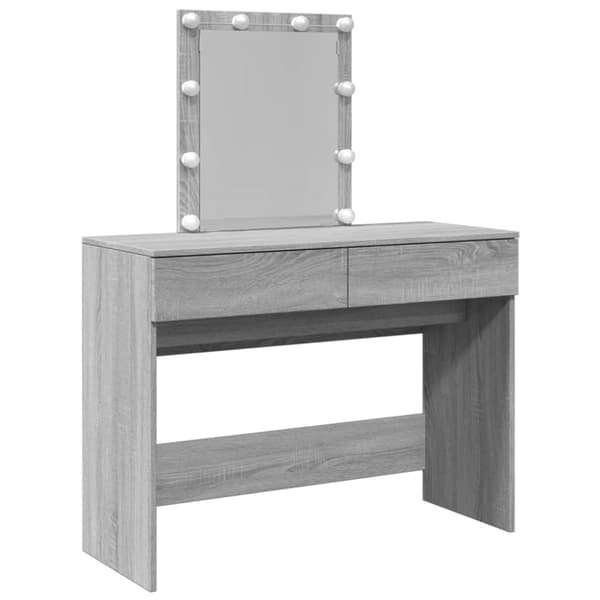 Peilipöytä LED-valoilla harmaa Sonoma 100x40x130 cm