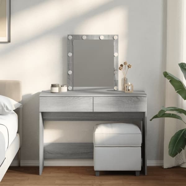 Peilipöytä LED-valoilla harmaa Sonoma 100x40x130 cm