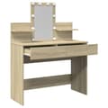 Miniatyrbild 9 av 10: Sminkbord med LED sonoma-ek 100x40x130 cm