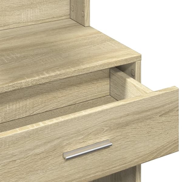 makeupbord med skab 80x35x132 cm sonoma-eg