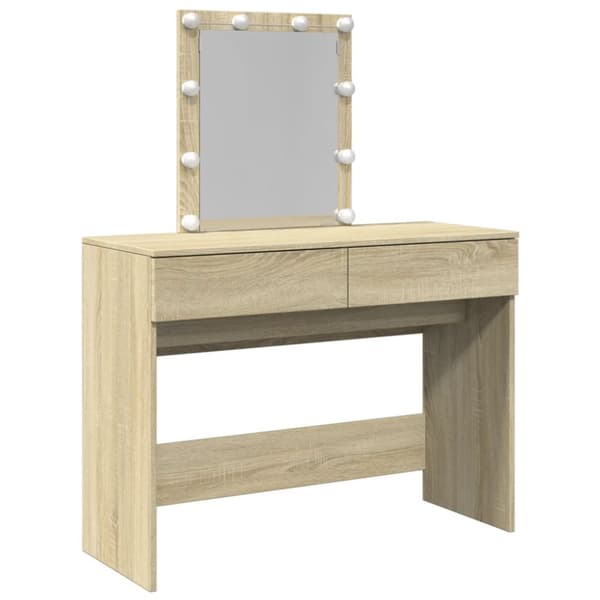 Peilipöytä LED-valoilla Sonoma-tammi 100x40x130 cm