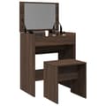 Miniatyrbild 1 av 10: Sminkbord med pall brun ek 60x40x113,5 cm