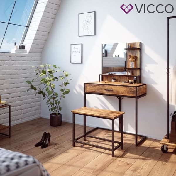 Vicco Fyrk sminkbord, sminkbord, sminkbyrå, metallstomme