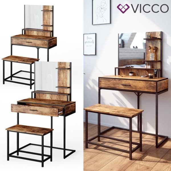Vicco Fyrk sminkbord, sminkbord, sminkbyrå, metallstomme