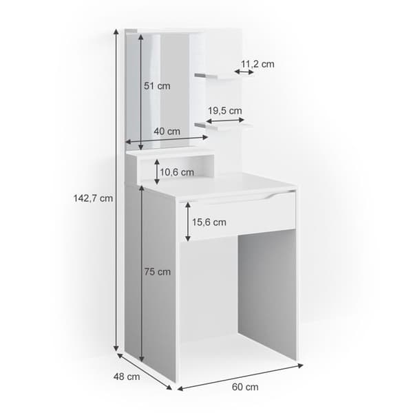 Vicco Ruben sminkbord, Vit, 60 cm