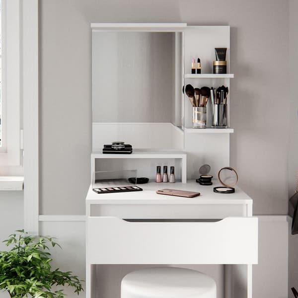 Vicco Ruben sminkbord, Vit, 60 cm med pall
