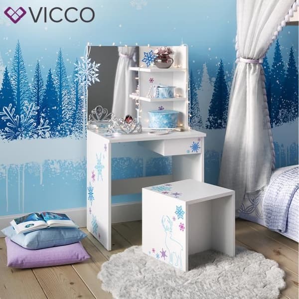 Vicco sminkbord för barn, sminkbord för barn, sminkbord med pall, liten flicka