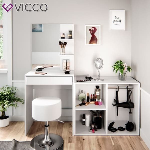 Vicco tillfälliga möbler, komplementmöbler till Isabelle sminkbord, skänk, byrå