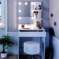 Miniatyrbild 5 av 6: Vicco Isabelle sminkbord, Vit, 60 cm med LED-belysning och pall