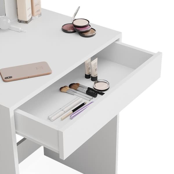 Vicco Isabelle sminkbord, Vit, 60 cm med LED-belysning och pall