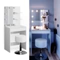 Miniatyrbild 2 av 6: Vicco Isabelle sminkbord, Vit, 60 cm med LED-belysning och pall