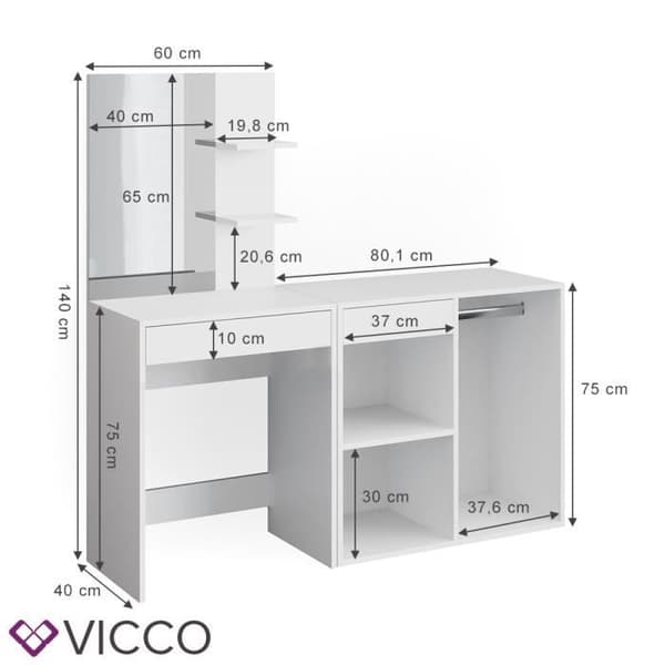 Vicco Isabelle sminkbord, sminkbord, sminkbyrå, sidomöbler, byrå
