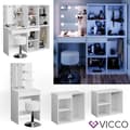 Miniatyrbild 1 av 4: Vicco Isabelle sminkbord, sminkbord, LED-belysning, pall, enstaka möbler