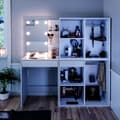 Miniatyrbild 4 av 6: Vicco Isabelle sminkbord, Vit, 140 cm med LED-belysning och skåp