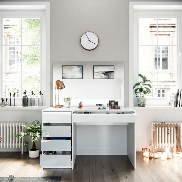 Vicco Sherry sminkbord, Högblank vit, 120 cm