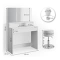 Miniatyrbild 3 av 6: Vicco Ruben sminkbord, Vit, 100 cm med LED-belysning och pall
