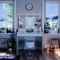 Miniatyrbild 4 av 6: Vicco Ruben sminkbord, Vit, 100 cm med LED-belysning och pall
