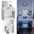 Miniatyrbild 2 av 6: Vicco Ruben sminkbord, Vit, 100 cm med LED-belysning och pall