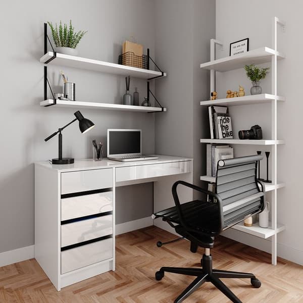 Vicco Sherry Sminkbord, Vit Högglans, 120 cm utan spegel