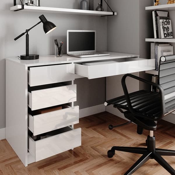 Vicco Sherry Sminkbord, Vit Högglans, 120 cm utan spegel