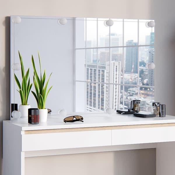 Vicco Emma sminkbord, Vit, 120 cm med LED-belysning