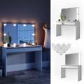 Miniatyrbild 2 av 6: Vicco Emma sminkbord, Vit, 120 cm med LED-belysning