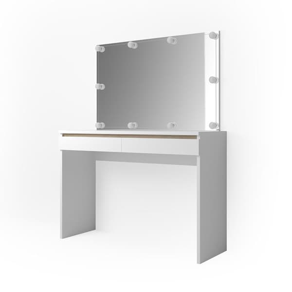 Vicco Emma sminkbord, Vit, 120 cm med LED-belysning