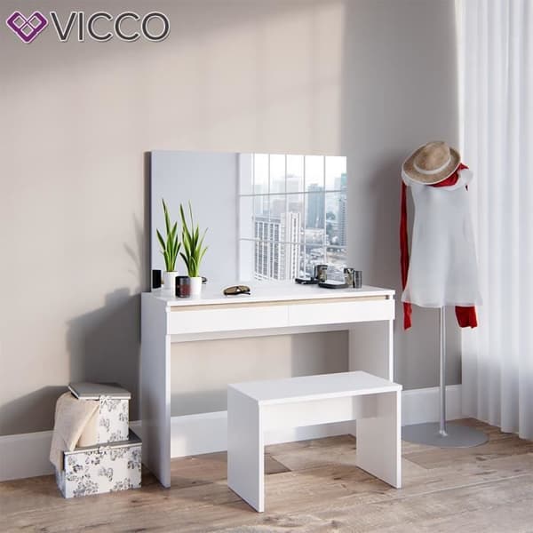 VICCO sminkbord Emma White Sonoma med bänk