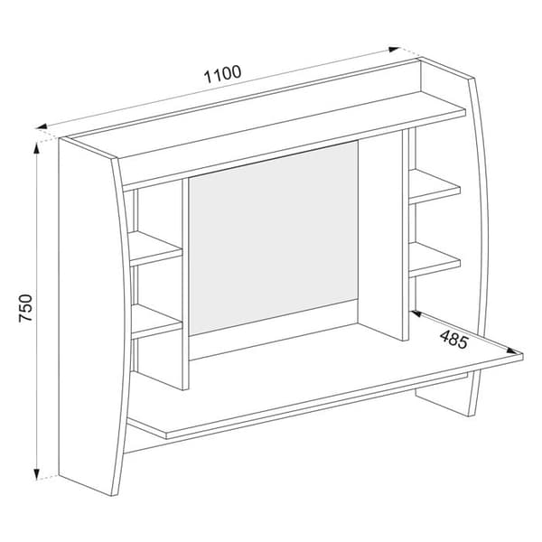Vicco Max sminkbord, Vit, 110 cm