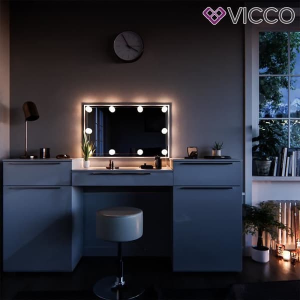 VICCO Lilli Vit sminkbord med pall